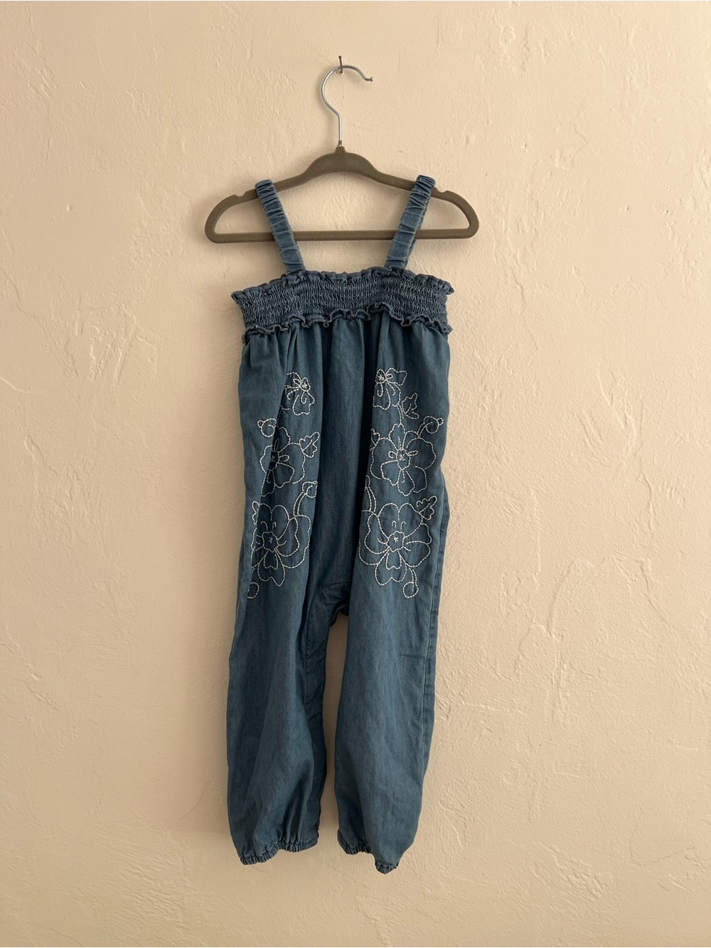 GAP Baby Denim Smocked Romper in Light Blue